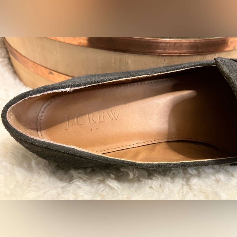 J. Crew Black Suede Leather Penny Loafers Flat Slip-on Size 6.5 - Picture 4 of 10
